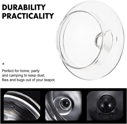 2-Pack Clear Glass Teapot Replacement Lids - Teapot Accessories with Strainer Cover for Home Kitchen Teapots and Teacups - Universal Fit...