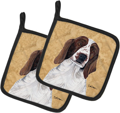 Caroline's Treasures SC9131PTHD Springer Spaniel Wipe Your Paws Pair of Pot Holders Kitchen Heat Resistant Pot Holders Sets Oven Hot Pads for Cook...