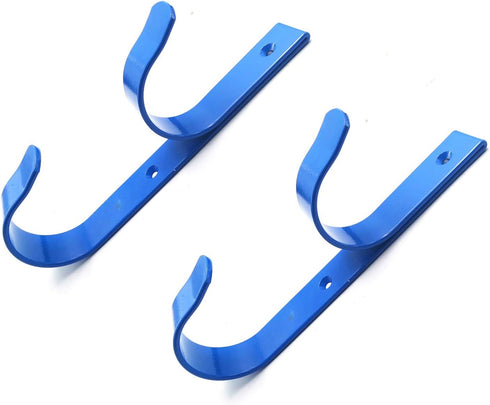 4 PCS Set Wide Pool Pole Hangers Heavy Duty Blue Aluminium Holder Hooks with Screws Perfect Hook Holders for Swimming Pool,Telescopic Poles,Skimme...