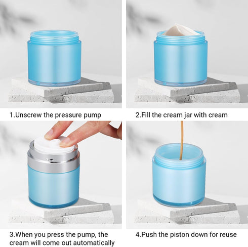 1 oz Airless Pump Jar, Travel Vacuum Pump Bottle Dispenser Pump Moisturizer Container Drunk Elephant Container for Lotions and Creams Moisturizer ...