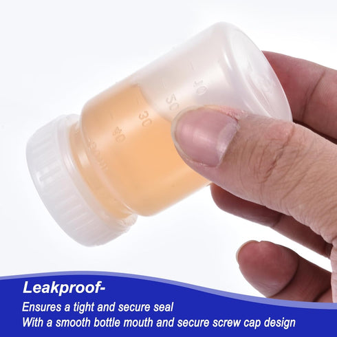 PATIKIL 5 Pcs 50ml Reagent Bottles, PE Wide Mouth Round Graduated Bottles with Screw Cap for Lab Water Reagent Liquids Solid Sample Storage Seal, ...