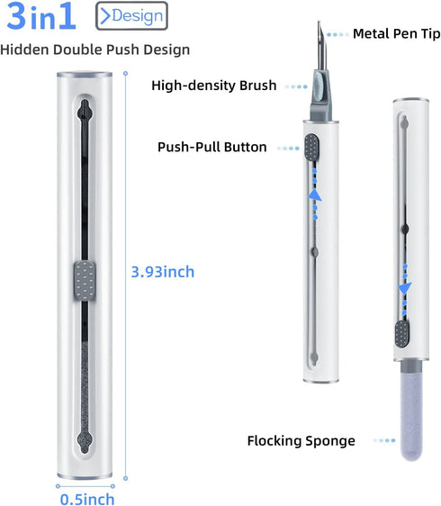 2Pcs Airpod Cleaner Kit?Earbud Cleaning Kit for Airpods Pro 1 2 3? Multi-Function Cleaning Pen with Soft Brush Flocking Sponge?Suitable for Blueto...