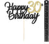 PALASASA Black Gold Glitter Happy Birthday cake topper - 30 Anniversary/Birthday Cake Topper Party Decoration (30th)...