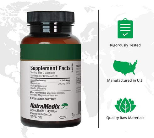 NutraMedix Magnesium Malate 200mg - Bioavailable Energy, Bone Health, Muscle & Joint Support Supplement - Vegan, Non-GMO & Gluten-Free Vitamin and...
