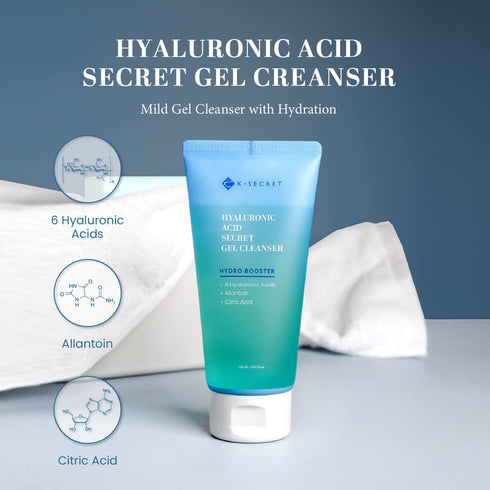 KSECRET Hyaluronic Acid Cleanser, 4.05fl.oz / 120ml | Korean Skincare | Alcohol-Free, Oil-Free/Hydrating Gentle water based face gel cleansing for...
