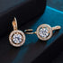 Austrian Crystal Halo Round Drop Leverback Earrings for Women 14K Rose Gold Plated Hypoallergenic Jewelry...