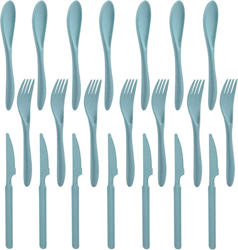 Forks Spoons Knife Set, 21 Pieces Wheat Straw Cutlery Set, Reusable Utensil Set for 7, Unbreakable and Lightweight Utensils for Party, Travel, Wor...