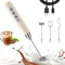 Beige Milk Frother Wand for Coffee, Frother Handheld Rechargeable Electric Whisk with 3 Heads 3 Speeds Drink Mixer Coffee Frother Foam Maker For L...