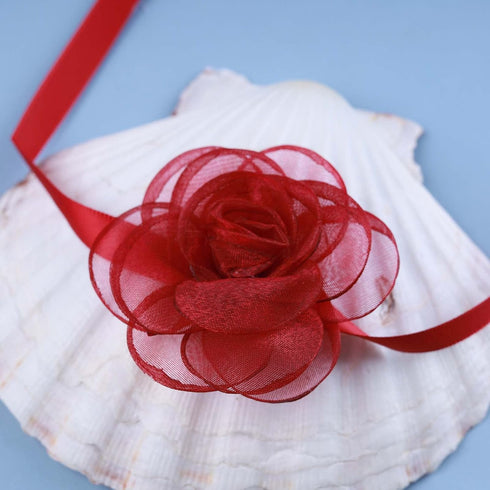 Lace Bow Choker Camellia Flower Lace-up Necklace Long Ribbon Floral Neckband Choker Gothic Necklace Jewelry for Women...