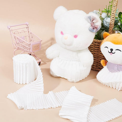 FINGERINSPIRE 5 Yards Ruffled Lace Trims Ribbon 3-1/4 Inch Wide White Polyester Chiffon Fabric Lace Pleated Gathered Fabric Ribbon for Garment Ext...