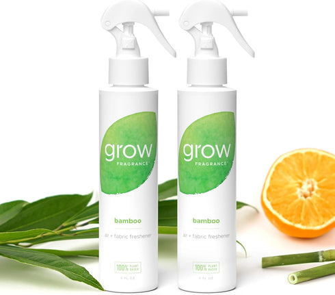 Grow Fragrance Scented Fabric and Room Air Freshener Spray - Certified Non-Toxic, 100% Plant-Based Essential Oils - 5 oz (Bamboo 2-Pack)...