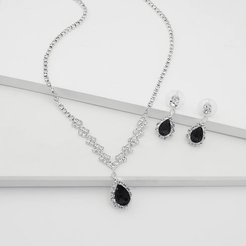 UDYLGOON Bride Rhinestone Crystal Earrings Necklace Jewelry Set for Bridesmaid Bride Wedding Costume Prom...