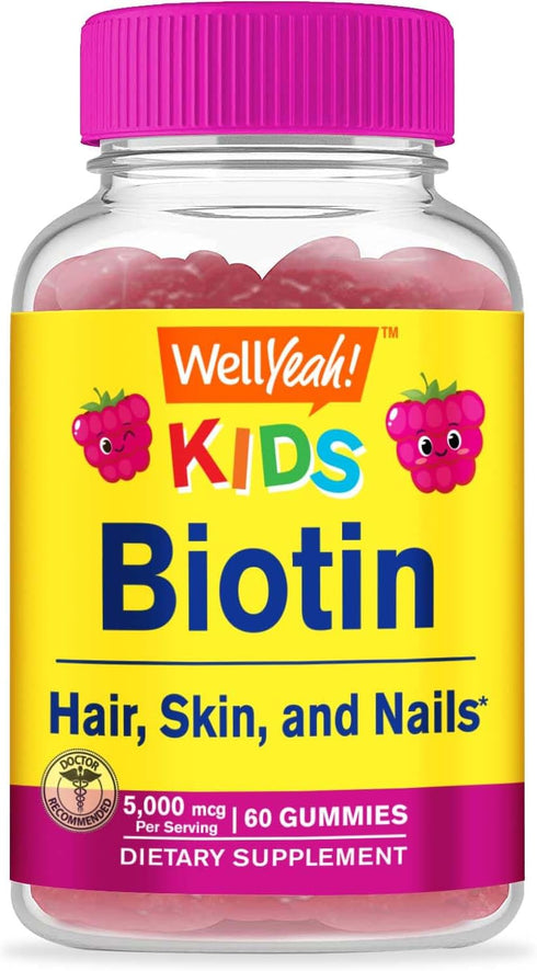 Biotin Gummies for Kids 5000 mcg - Supports Hair Growth, Skin Health, and Nails - Natural Sourced Flavors - GMO Free, Gluten Free - Gummy for boys...