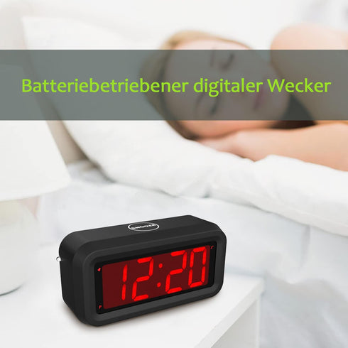 Digital Alarm Clock, Small Wall Clock, Battery Operated, 1.2" LED Large Display, 2-Level Brightness Dimmer, 12/24Hr, Snooze, 4 PCS AA Batteries La...