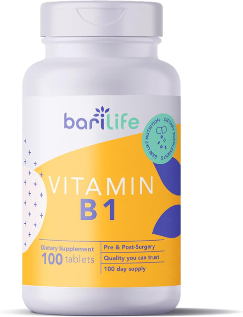 Bari Life Vitamin B1 100mg Tablets, Thiamin, Thiamin, Dietary Supplement (100 Tablets)...