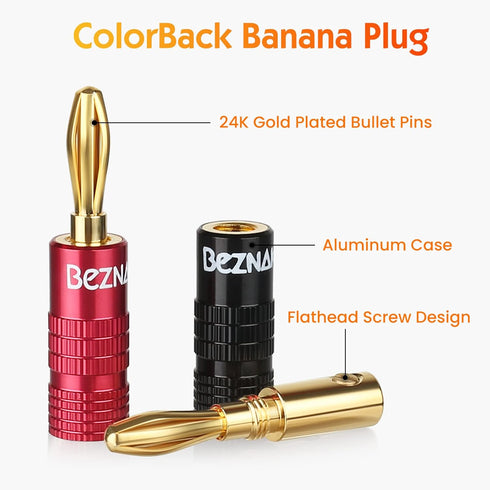 Banana Plugs with Dual Set Screws,Black and Red Aluminum Shell,6 Pairs......