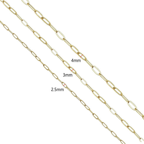 KEIAOUE 16.4 Feet Stainless Steel Paperclip Chains for Jewelry Making Gold Plated Bulk Bracelet Necklace Chain with Lobster Clasps and Jump Rings ...
