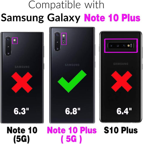 Asuwish Phone Case for Samsung Galaxy Note 10 Plus Note10+ 5G Wallet Cover with RFID Blocking Card Holder Wrist Crossbody Strap Cell Accessories N...