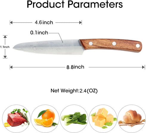 Leize 4.6-Inch Pro Paring Knife, High Carbon Stainless Steel Fruit/Vegetable Carving Knife with Wooden Ergonomic Handle (Wooden Brown)...