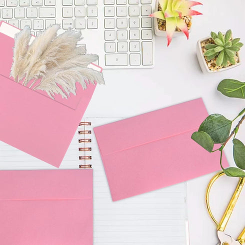 A7 Pink Envelopes, 50 Packs 5x7 self seal Envelopes for Invitations, Greeting Cards, Mailings, Printable Invite Envelope, Wedding, Party, Photos, ...
