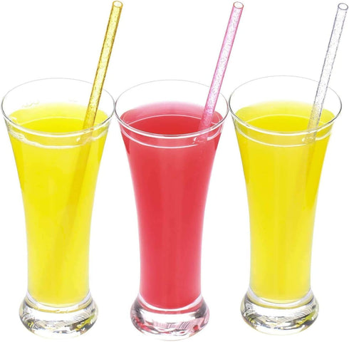 Dakoufish 12 Piece 12 Inch Glitter Sparkle Reusable Straws Made Of Food Grade Hard Thick Tritan Material Plus One Cleaning Brush (12inch,6color)...