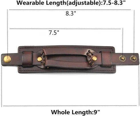 Zysta Wide Wrist Cuff Bracelet Punk Gothic Biker Mens Genuine Leather 7.5"-8.3" Unisex Cool Wristband Bangle Rocker Cosplay Costumes Black, Brown...