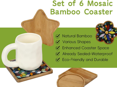 Lanyani 6pcs Wooden Mosaic Base, Various Shapes Substrates for Mosaic Crafts DIY Mosaic Tiles Coaster Base...