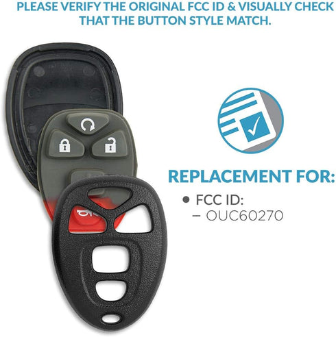 Keyless2Go Replacement for New Shell Case and 5 Button Pad for Remote Key Fob with FCC OUC60270 - Shell ONLY...