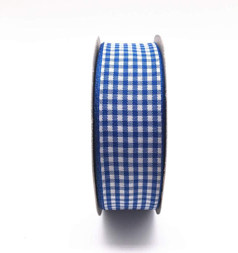 VIVIQUEN Blue Gingham Ribbon Checkered Ribbon 1-Inch 25 Yard Each Roll 100% Polyester Woven Edge (Blue)...