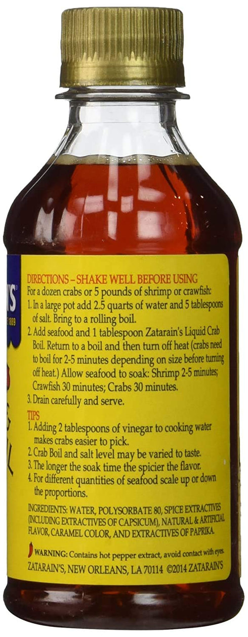 ZATARAINS Crab and Shrimp Boil Liquid, Concentrated, 8-Ounce (2 Pack (8 oz))...