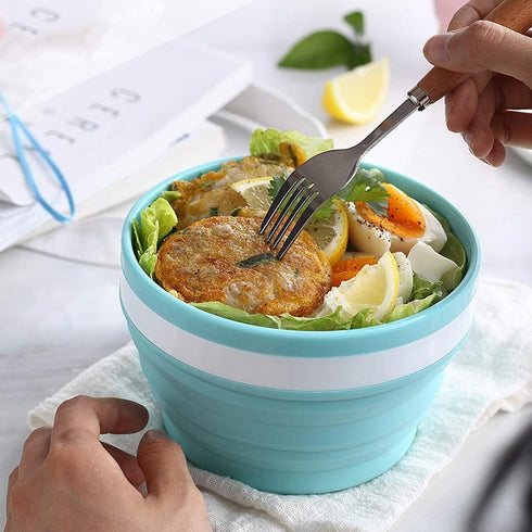 CARTINTS 950ml Collapsible Bowls-Silicone Food Storage Containers-Prep/Storage Bowls with Lids-Silicone Lunch Containers, Ideal for Travel and Cam...