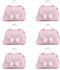 CheeseandU 6 Pack Exquisite Simple Bowknot Handbag with Handle Gift Box Beautiful Pink Leather Gift Bags with White Bow Decor Wedding Candy Box Bi...