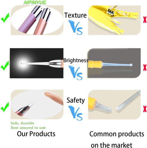 Ear Pick?Ear Wax Removal Tool?LED Lights Ear Cleaning Kit?Updated Version?Non-Slip?Soft Safety Spoon Head?Replaceable and Easy to Clean?Safe Mater...