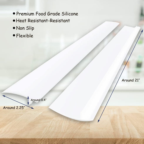 Silicone Gap Cover, (2 Pack) Silicone Gap Stopper Kitchen Stove Counter Gap Covers - Flexible Stove Space Fillers, Food Grade (21inches, White)...