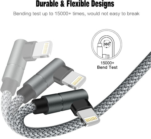 USB C to Lightning Cable 10FT MFi Certified 90 Degree iPhone Fast Charger Nylon Braided Extra Long Charging Cord Compatible with iPhone 13/13 Pro ...