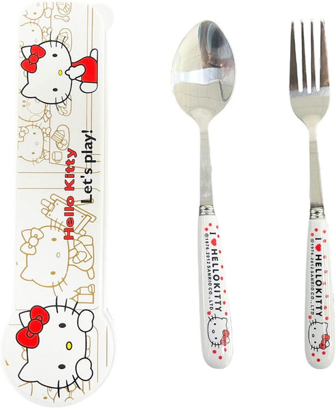 Cute Cutlery Set, Includin Reusable Stainless Steel Fork and Spoon and with a box. Suitable for Travel, camping, and Boys Girls Birthday Party Dec...
