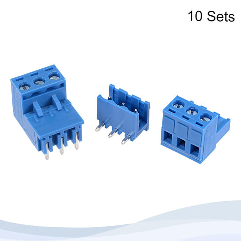 MECCANIXITY PCB Mount Screw Terminal Block 5.08mm Pitch 3 Pin 15A Plug-in for Electrical, Instruments 10Set...