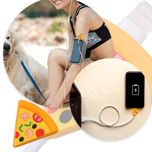 Charging Cable Protectors 3 Pcs Cute Cable Protector Savers Pizza Shape USB Charger Protectors for Cellphone Accessories Charger Cord...