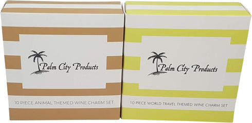 Travel & Animal Themed Wine Charm Gift Set with 20 Beautiful Wine Charms...