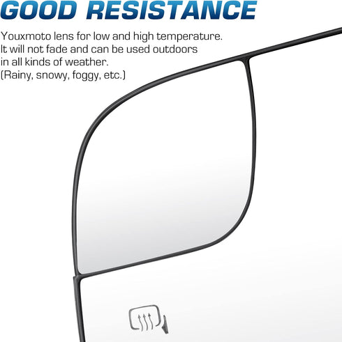 Youxmoto Side Mirror Glass 2011-2017 Fit For Ford Explorer Driver Left Heated Side View Mirror Glass, with Rear Holder, Fit For BB5Z17K707M...