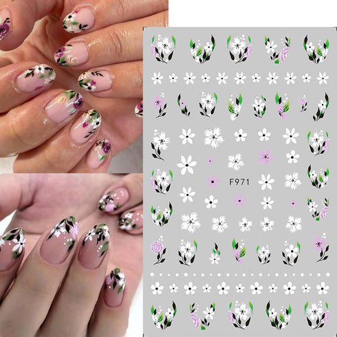 6 Sheets Flower Nail Art Stickers 3D Self-Adhesive Flower Nail Decals Spring Daisy Blossoms Design Floral Nail Sticker Spring Summer Nail Art Supp...