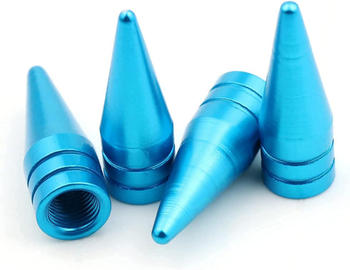 Valve Caps Aluminum Pointed Shape Cars Tires Valve Stem Caps Cover Dustproof Fit Most Vehicle SUV Bike Trucks Motorcycles 4 Pcs/Set (Metallic Blue...