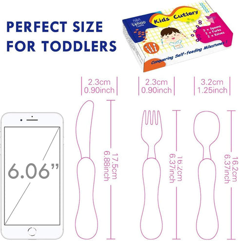 Lehoo Castle Toddler Silverware Set, 6 Pcs Toddler Utensils Stainless Steel, Boys Kids Silverware Set, Safe Toddler Forks and Spoons...