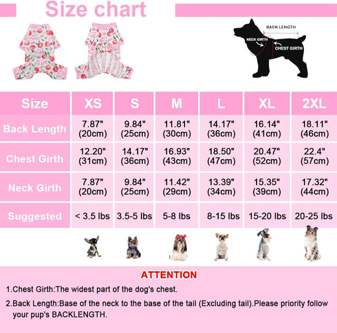 Girl Dog Pajamas, Cotton Stretchable Pet Dog Pajamas Jammies Puppy Outfits for Extra Large Dogs Female Male, Spring Summer Doggie Pjs Doggy Pajama...