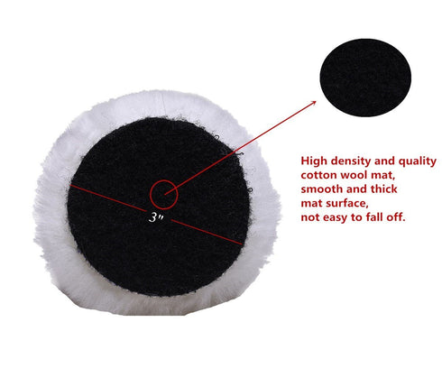 Gracefur 10 Pcs 3 Inch Lambs Wool Polishing Pads with Hook and Loop Back, Soft Sheepskin Buffing Pads for Vehicles, Boat, Furniture, Floors and So...
