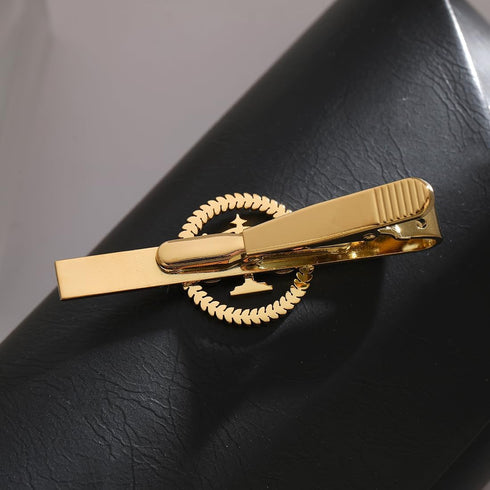 Circle Advocate Lawyer Emblem Stainless Steel Tie Clips Justice Scales Logo Men Jewelry...