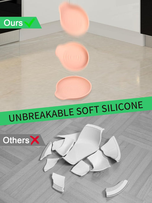Silicone Spoon Rest for Stove Top, 2 Pcs Stove Spoon Holder, Coffee Spoon Rest for Spatula, Tongs or Spoon, Gray & Pink...