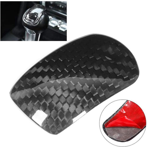 Gear Shift Knob Cover Trim, Carbon Fiber Car Gear Shift Knob Cover Trim Decoration Fit for Mustang 2014-2018...
