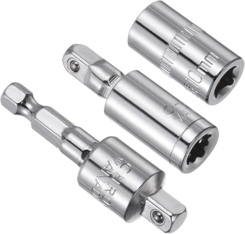 Impact Socket Adapter Set, 1/4" Drive 8mm 1/4" Shank, CR-V Shallow Socket Swivel Joints Hexagon Shank - (Applications: for Cordless Drill, Impact ...