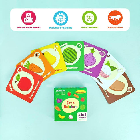 Shumee Food Card Game - Eat a Rainbow -Fun,Strategy, Memory Food Game |28 Colorful Cards Fruits & Veggies, A Manual | Kids Gifts|Age- 4 to 6|Trave...